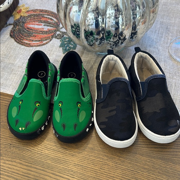 Cat & Jack Other - Cat & Jack Lot x2 Toddler Boys Size 7 Slip-On Sneakers